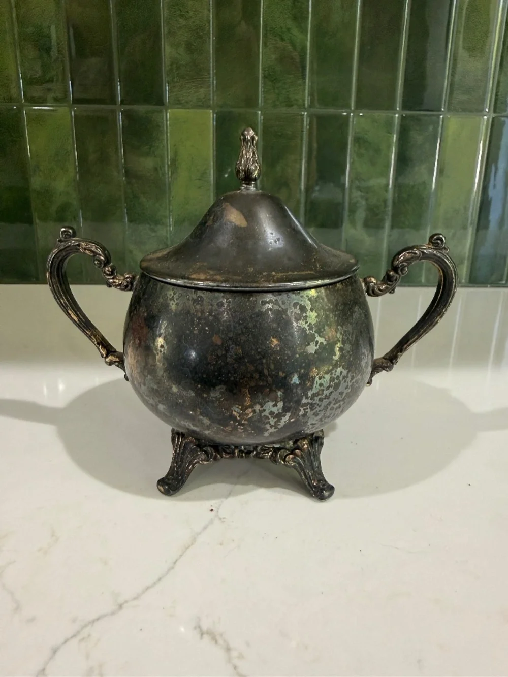 Oneida Antique Silverplate Footed Sugar Bowl